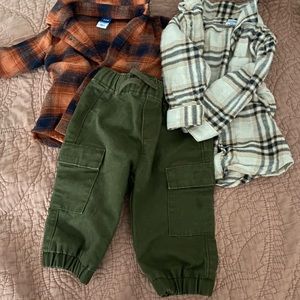 3-6 month boys bundle. Pants never worn and flannels worn once! From Old Navy